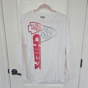 NFL White Long Sleeve Shirt with Red and Gray Design